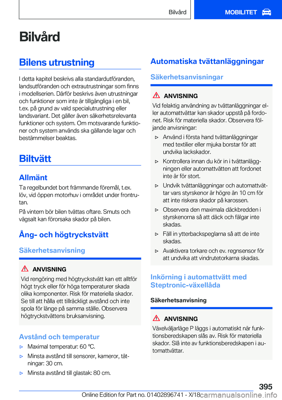 BMW X5 2019  InstruktionsbÖcker (in Swedish) �B�i�l�v�å�r�d�B�i�l�e�n�s��u�t�r�u�s�t�n�i�n�g
�I��d�e�t�t�a��k�a�p�i�t�e�l��b�e�s�k�r�i�v�s��a�l�l�a��s�t�a�n�d�a�r�d�u�t�f�