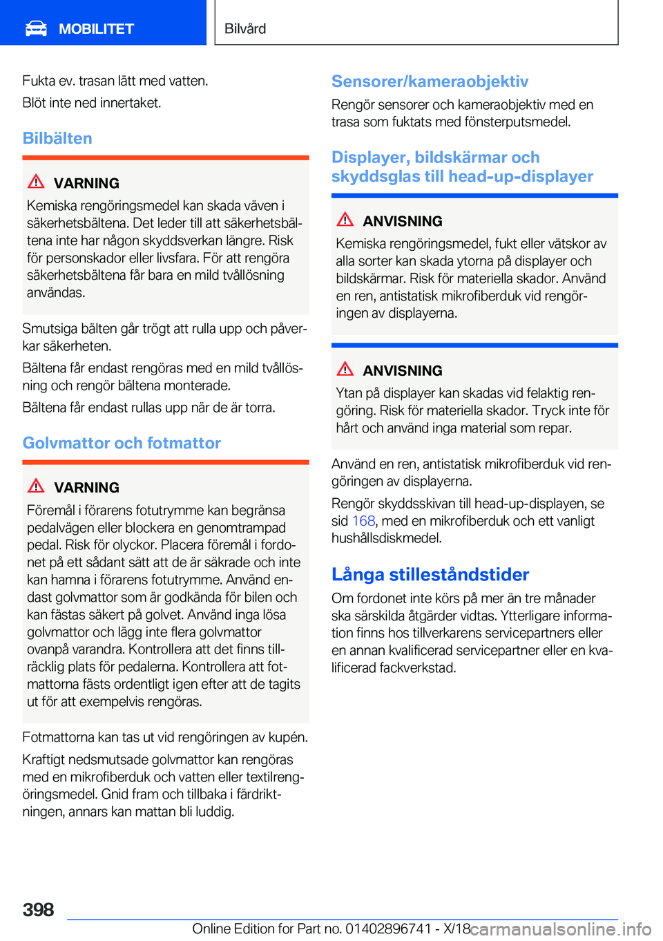 BMW X5 2019  InstruktionsbÖcker (in Swedish) �F�u�k�t�a��e�v�.��t�r�a�s�a�n��l�ä�t�t��m�e�d��v�a�t�t�e�n�.
�B�l�