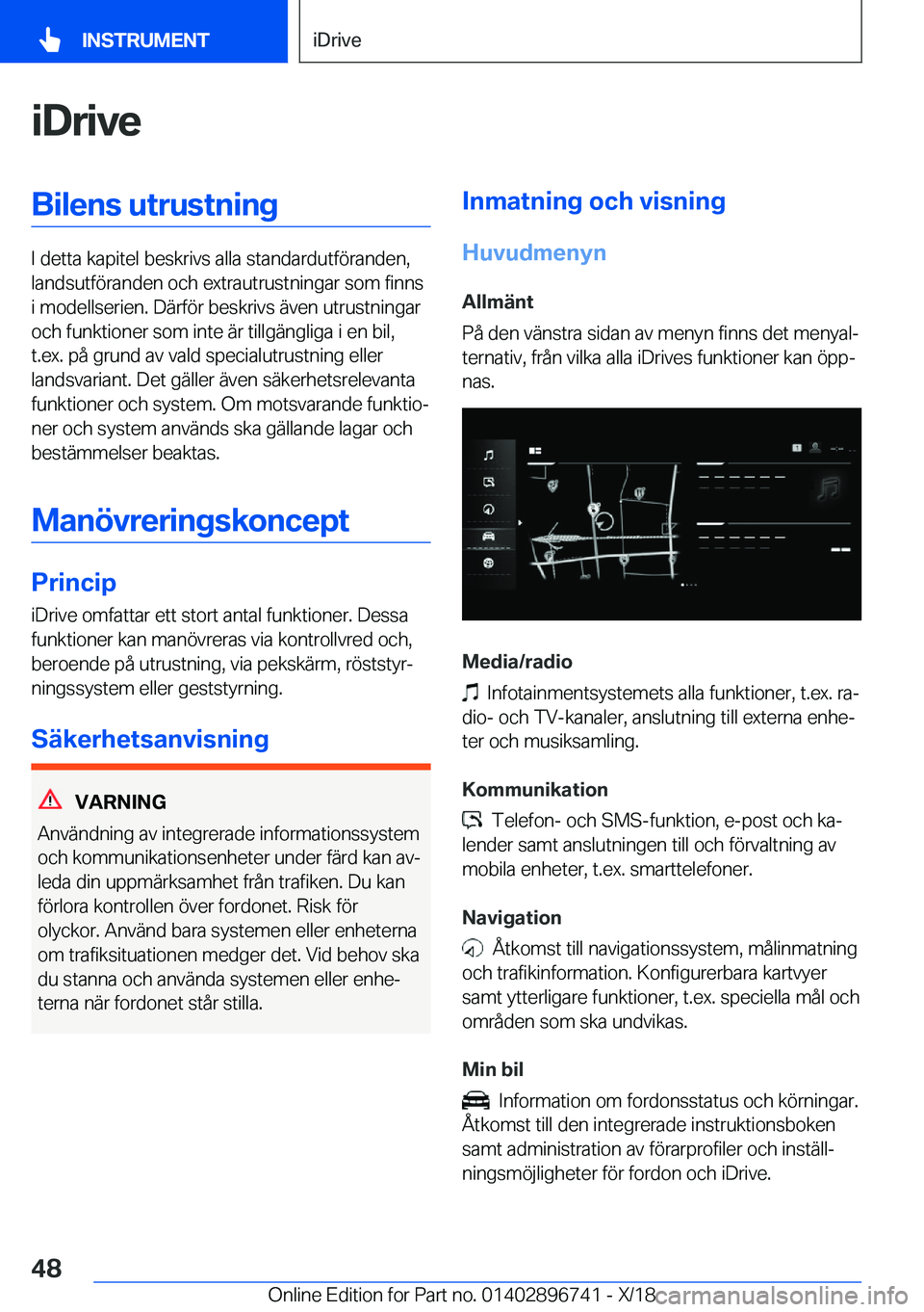BMW X5 2019  InstruktionsbÖcker (in Swedish) �i�D�r�i�v�e�B�i�l�e�n�s��u�t�r�u�s�t�n�i�n�g
�I��d�e�t�t�a��k�a�p�i�t�e�l��b�e�s�k�r�i�v�s��a�l�l�a��s�t�a�n�d�a�r�d�u�t�f�