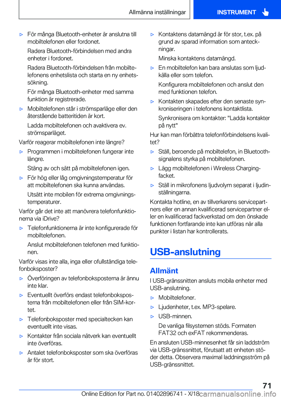 BMW X5 2019  InstruktionsbÖcker (in Swedish) x�F�