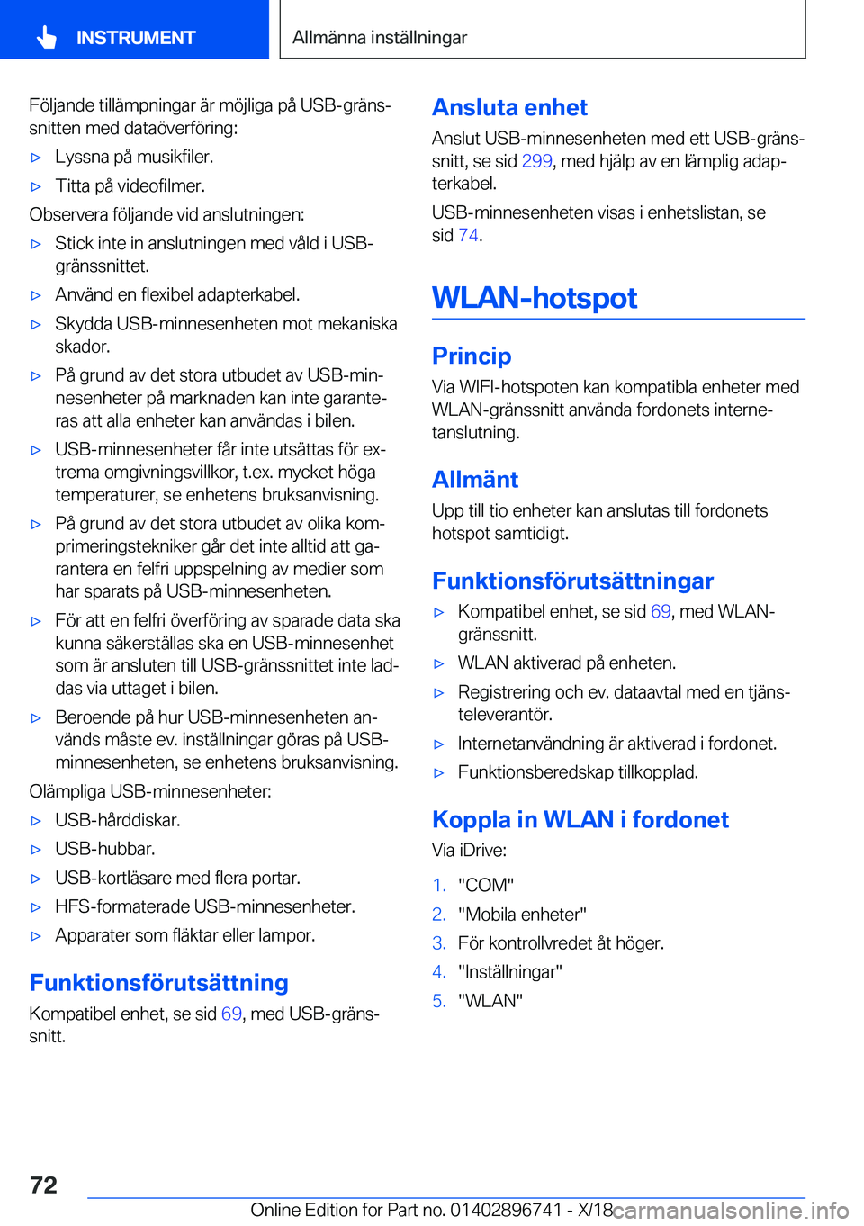 BMW X5 2019  InstruktionsbÖcker (in Swedish) �F�