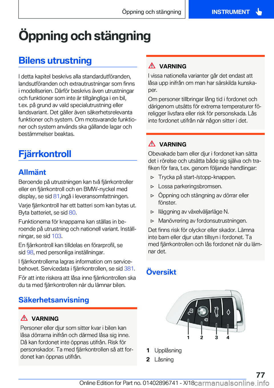 BMW X5 2019  InstruktionsbÖcker (in Swedish) �