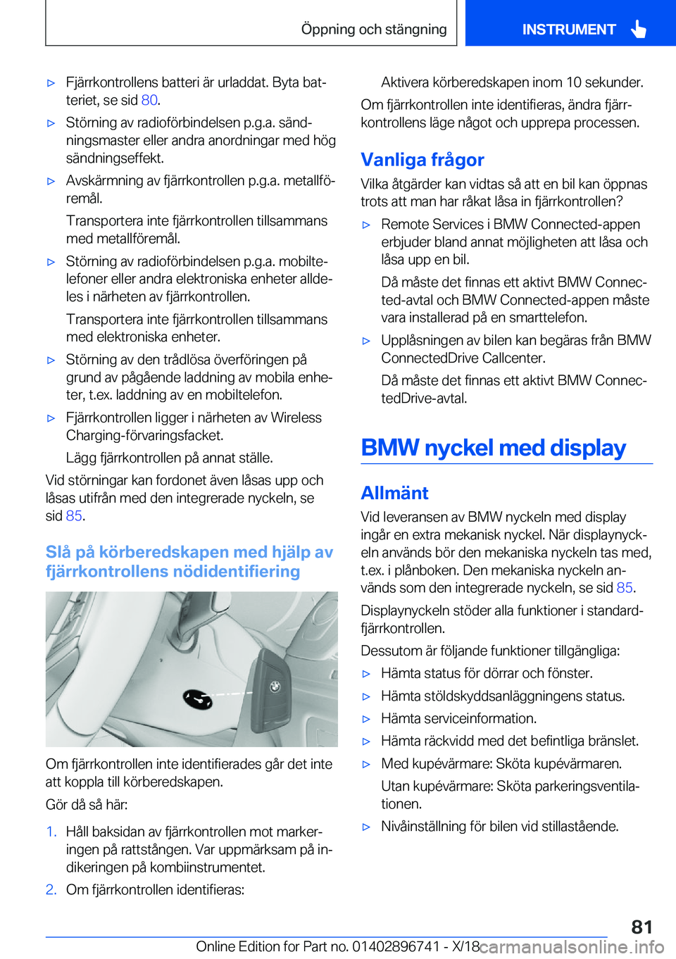 BMW X5 2019  InstruktionsbÖcker (in Swedish) x�F�j�ä�r�r�k�o�n�t�r�o�l�l�e�n�s��b�a�t�t�e�r�i��ä�r��u�r�l�a�d�d�a�t�.��B�y�t�a��b�a�tj�t�e�r�i�e�t�,��s�e��s�i�d� �8�0�.x�S�t�