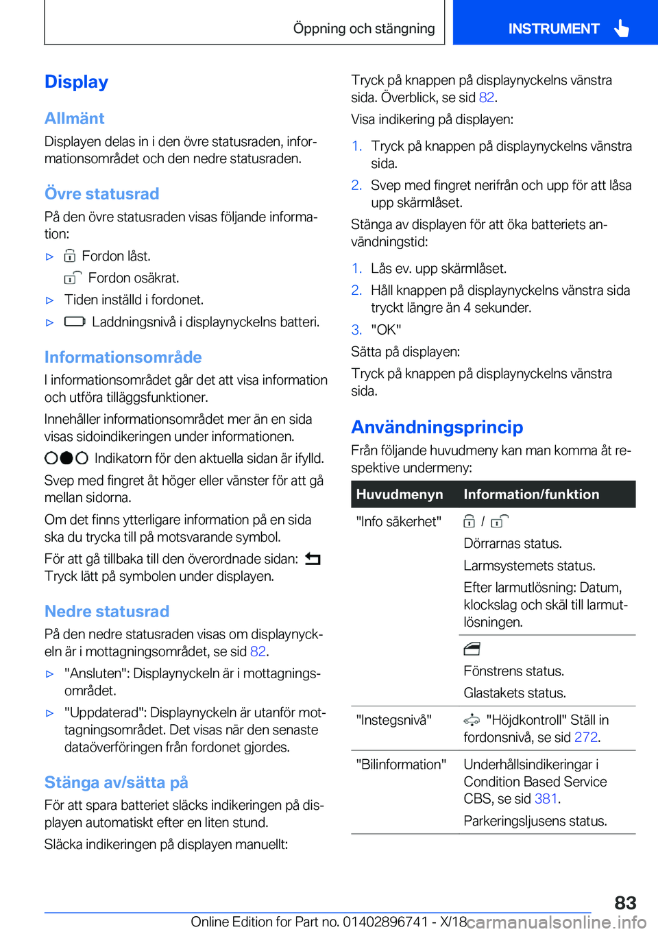 BMW X5 2019  InstruktionsbÖcker (in Swedish) �D�i�s�p�l�a�y�A�l�l�m�ä�n�t
�D�i�s�p�l�a�y�e�n��d�e�l�a�s��i�n��i��d�e�n��