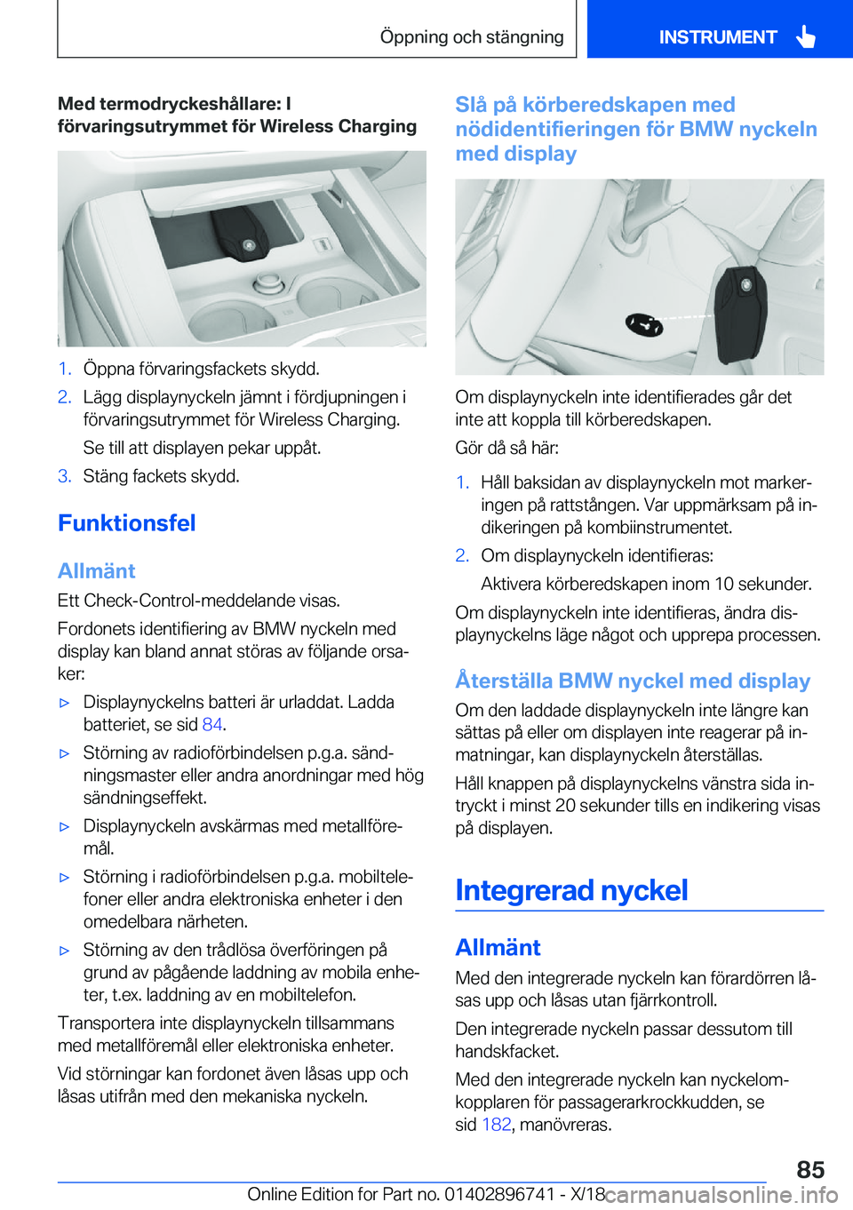 BMW X5 2019  InstruktionsbÖcker (in Swedish) �M�e�d��t�e�r�m�o�d�r�y�c�k�e�s�h�å�l�l�a�r�e�:��I
�f�