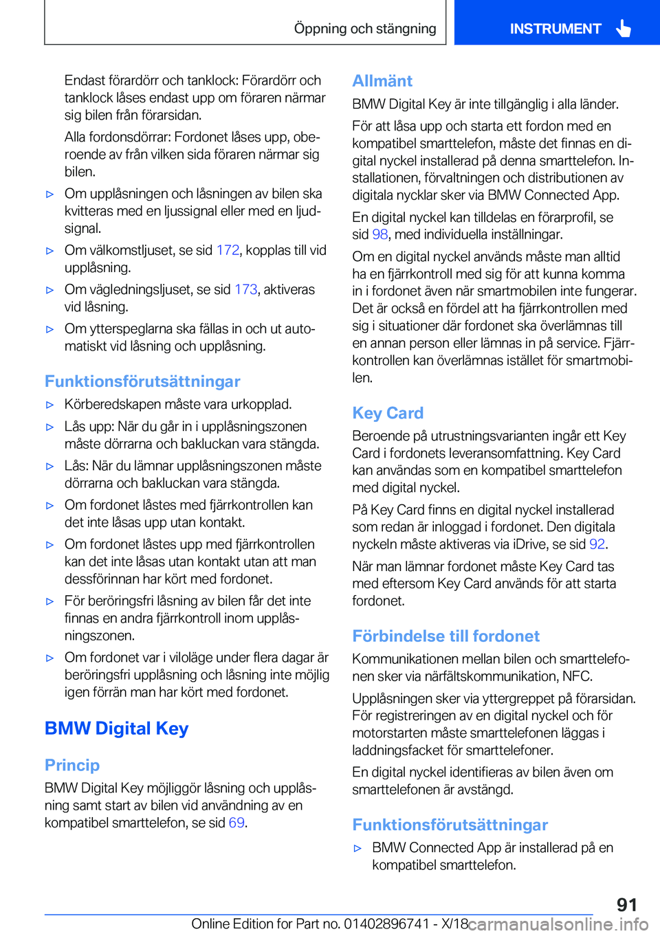 BMW X5 2019  InstruktionsbÖcker (in Swedish) �E�n�d�a�s�t��f�