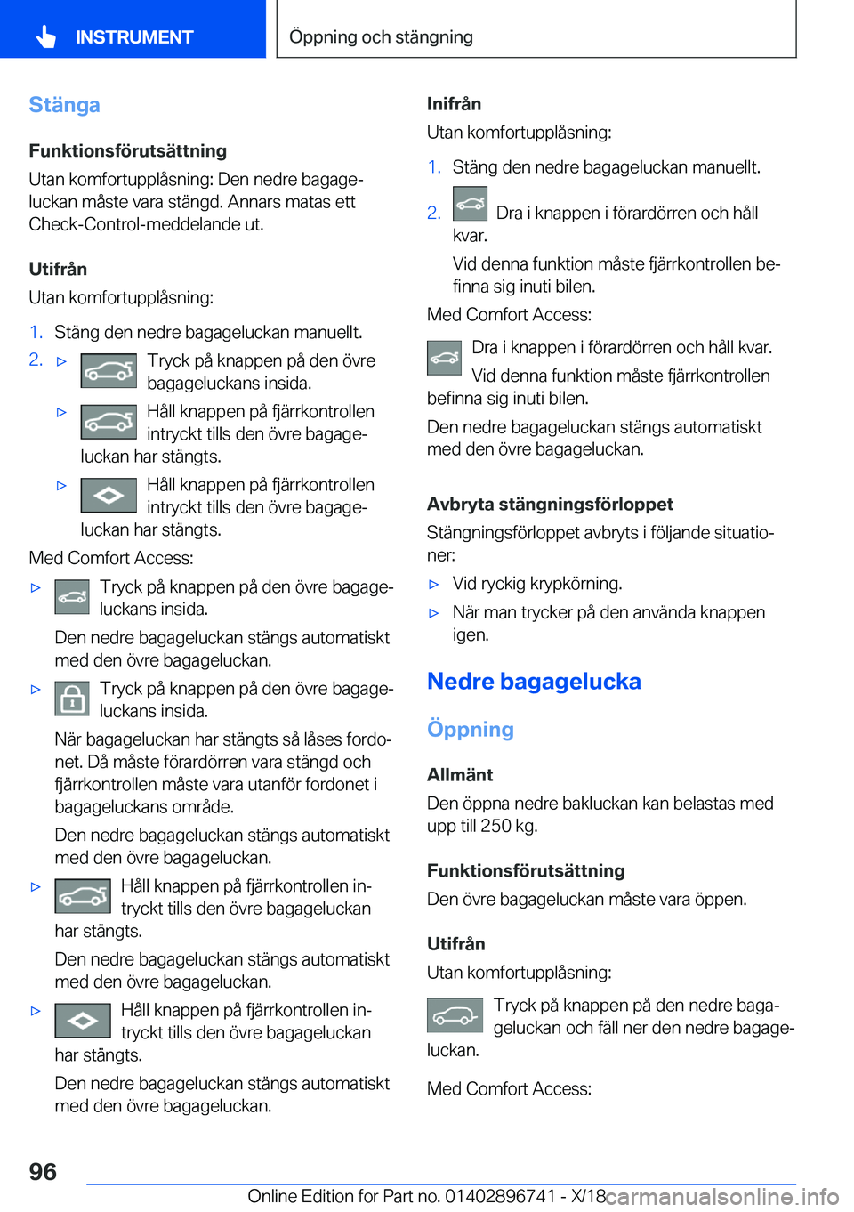 BMW X5 2019  InstruktionsbÖcker (in Swedish) �S�t�ä�n�g�a
�F�u�n�k�t�i�o�n�s�f�