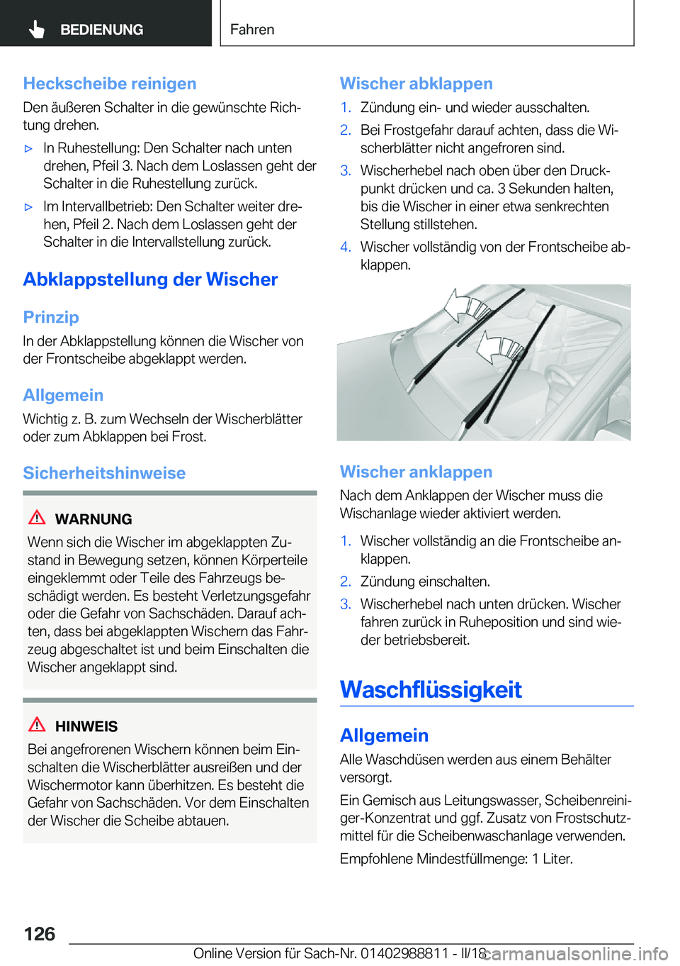 BMW X5 2018  Betriebsanleitungen (in German) �H�e�c�k�s�c�h�e�i�b�e��r�e�i�n�i�g�e�n�D�e�n� �