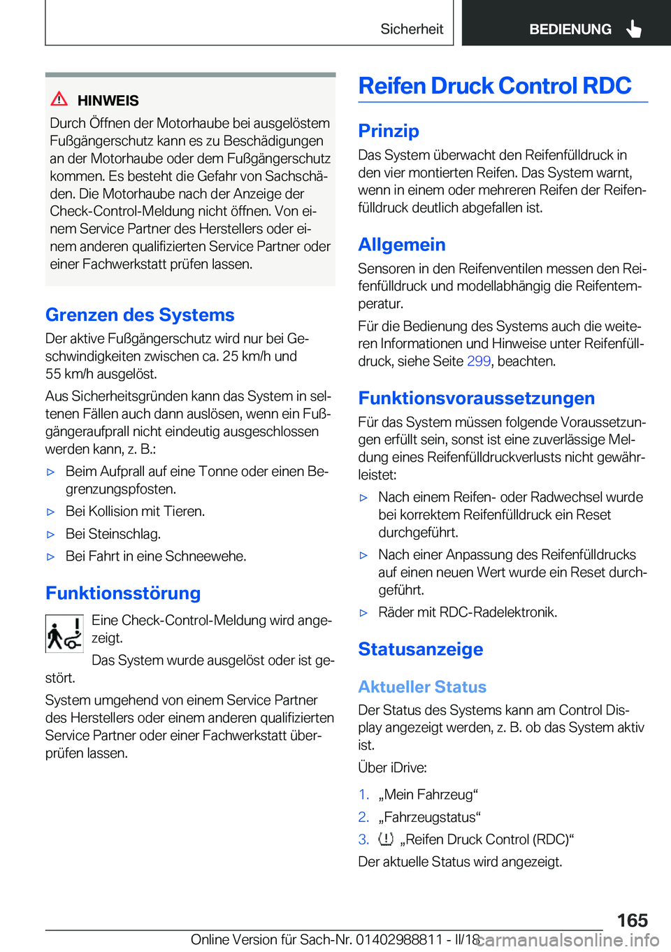 BMW X5 2018  Betriebsanleitungen (in German) �H�I�N�W�E�I�S
�D�u�r�c�h� �