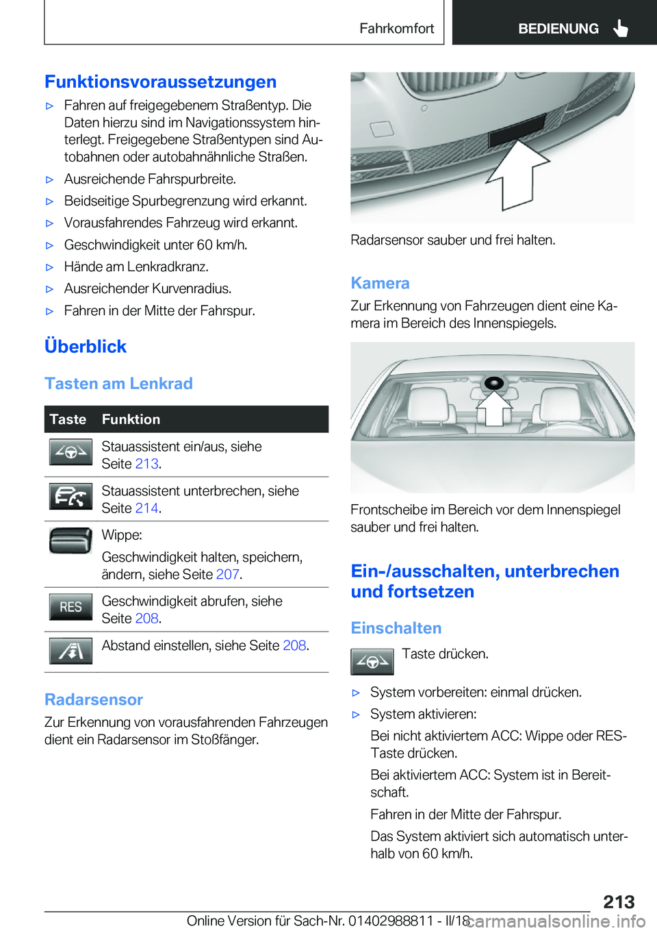 BMW X5 2018  Betriebsanleitungen (in German) �F�u�n�k�t�i�o�n�s�v�o�r�a�u�s�s�e�t�z�u�n�g�e�nx�F�a�h�r�e�n� �a�u�f� �f�r�e�i�g�e�g�e�b�e�n�e�m� �S�t�r�a�