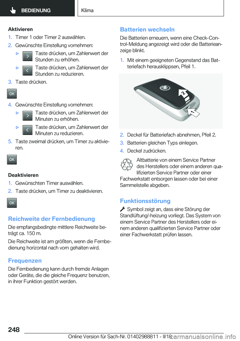 BMW X5 2018  Betriebsanleitungen (in German) �A�k�t�i�v�i�e�r�e�n�1�.�T�i�m�e�r� �1� �o�d�e�r� �T�i�m�e�r� �2� �a�u�s�w�