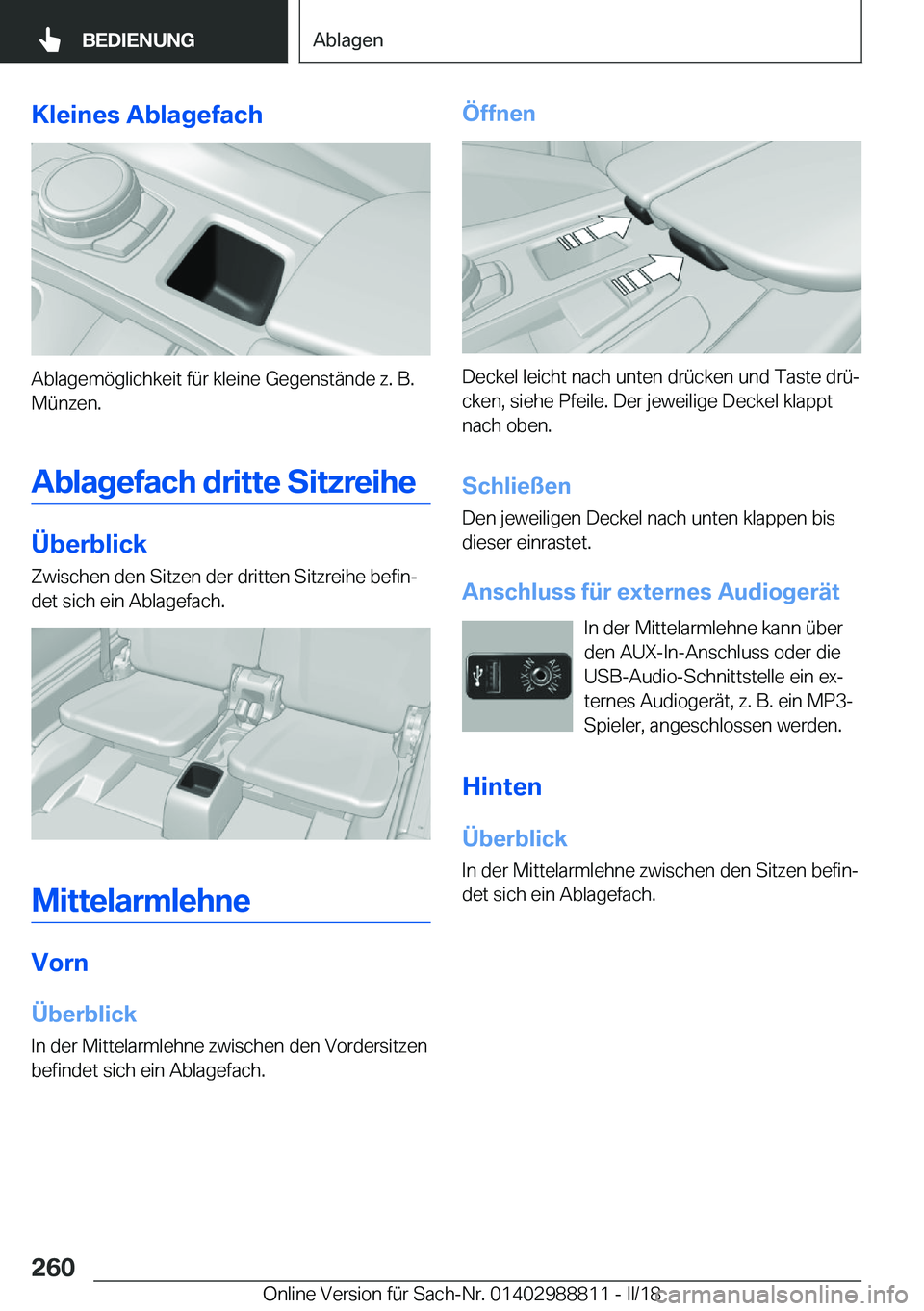 BMW X5 2018  Betriebsanleitungen (in German) �K�l�e�i�n�e�s��A�b�l�a�g�e�f�a�c�h
�A�b�l�a�g�e�m�