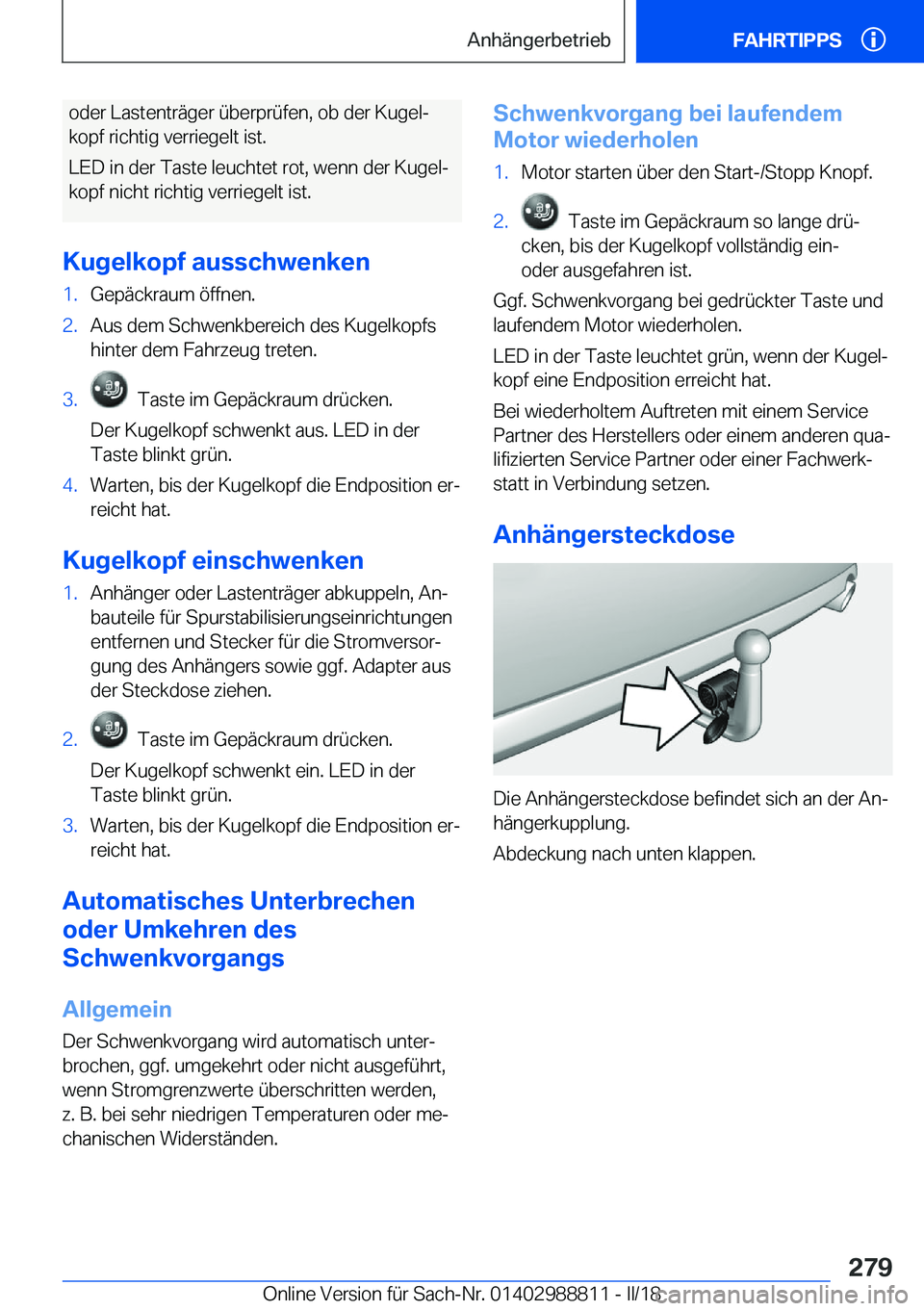 BMW X5 2018  Betriebsanleitungen (in German) �o�d�e�r� �L�a�s�t�e�n�t�r�