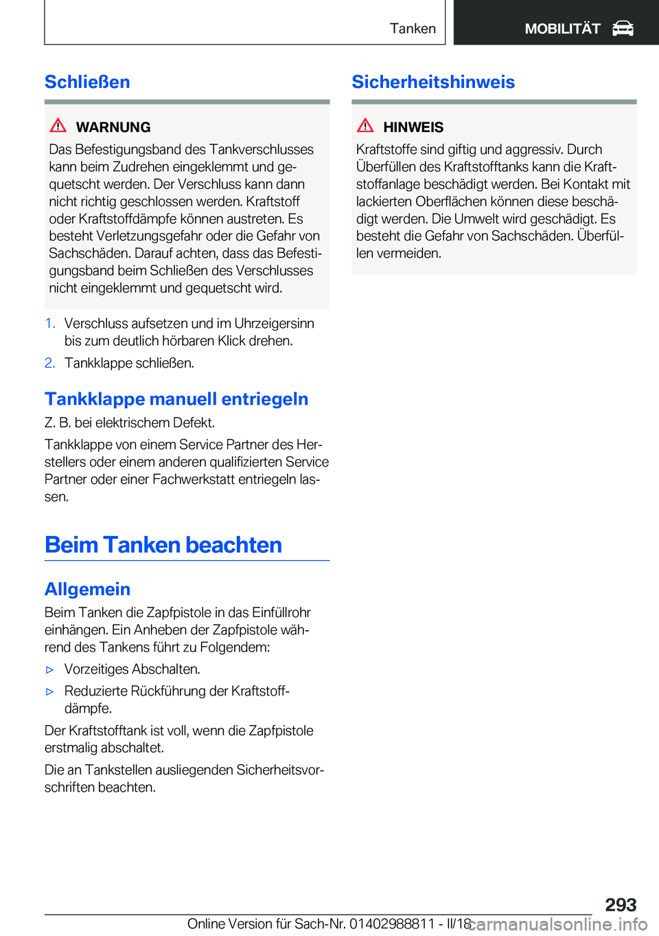 BMW X5 2018  Betriebsanleitungen (in German) �S�c�h�l�i�e�