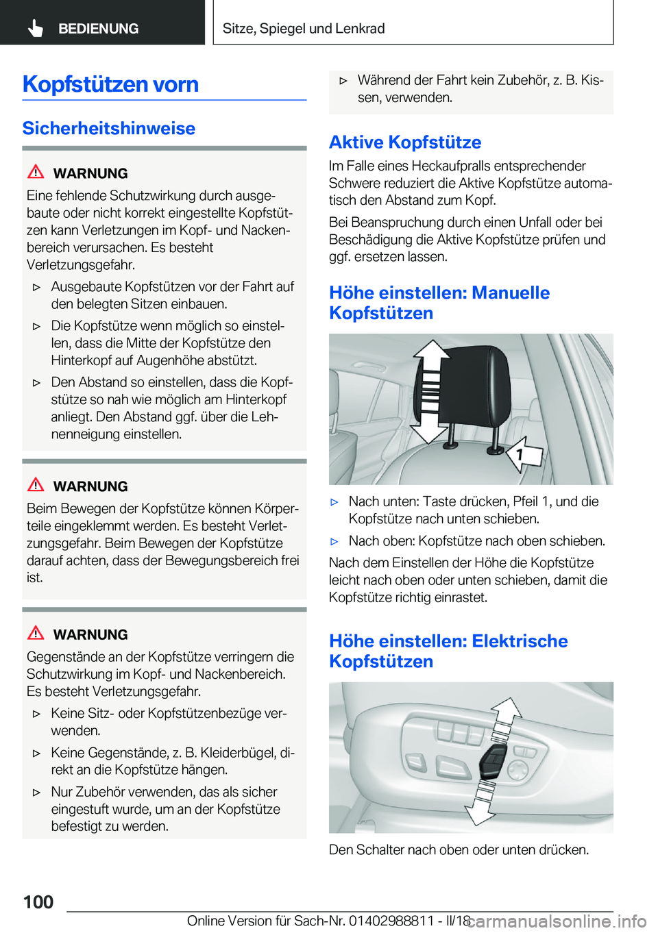 BMW X5 2018  Betriebsanleitungen (in German) �K�o�p�f�s�t�
