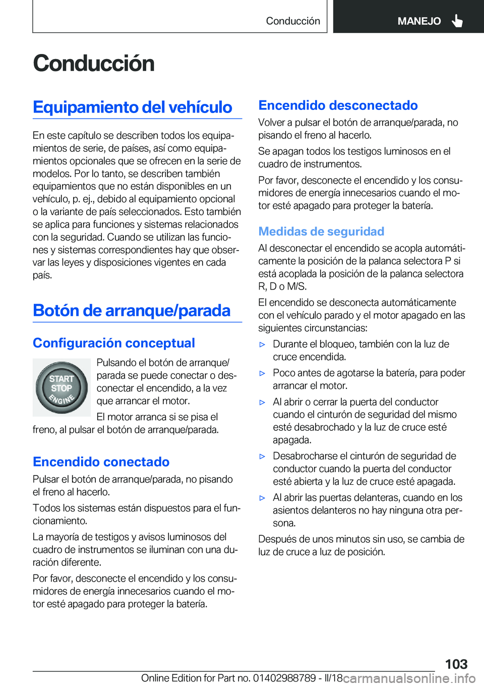 BMW X5 2018  Manuales de Empleo (in Spanish) �C�o�n�d�u�c�c�i�