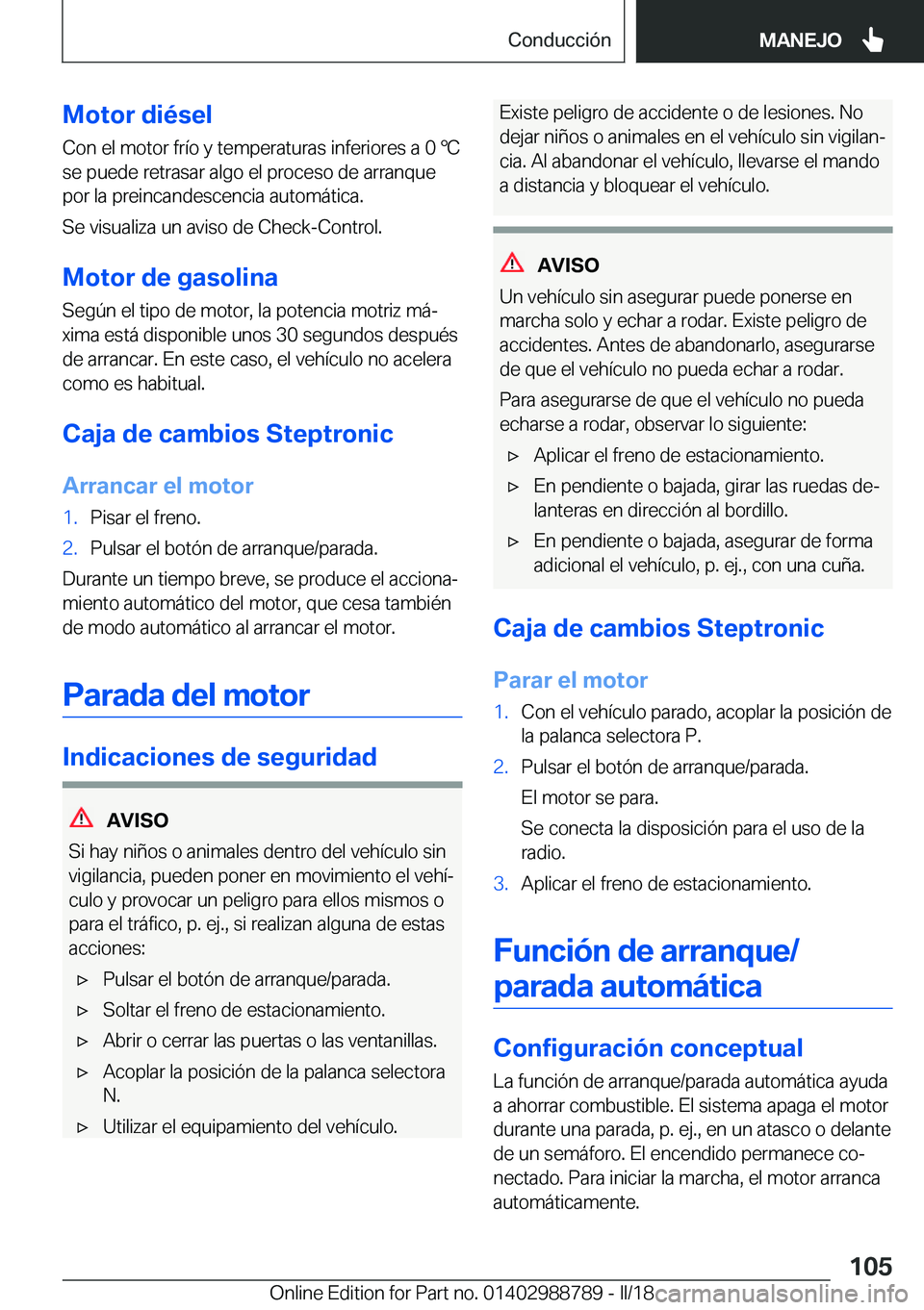 BMW X5 2018  Manuales de Empleo (in Spanish) �M�o�t�o�r��d�i�