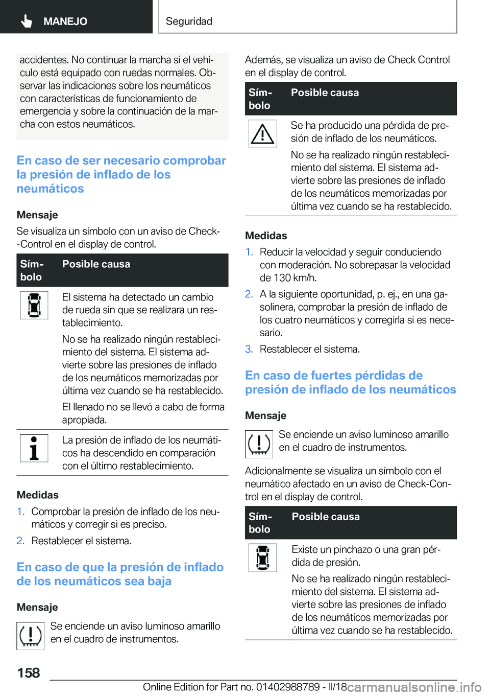 BMW X5 2018  Manuales de Empleo (in Spanish) �a�c�c�i�d�e�n�t�e�s�.� �N�o� �c�o�n�t�i�n�u�a�r� �l�a� �m�a�r�c�h�a� �s�i� �e�l� �v�e�h�