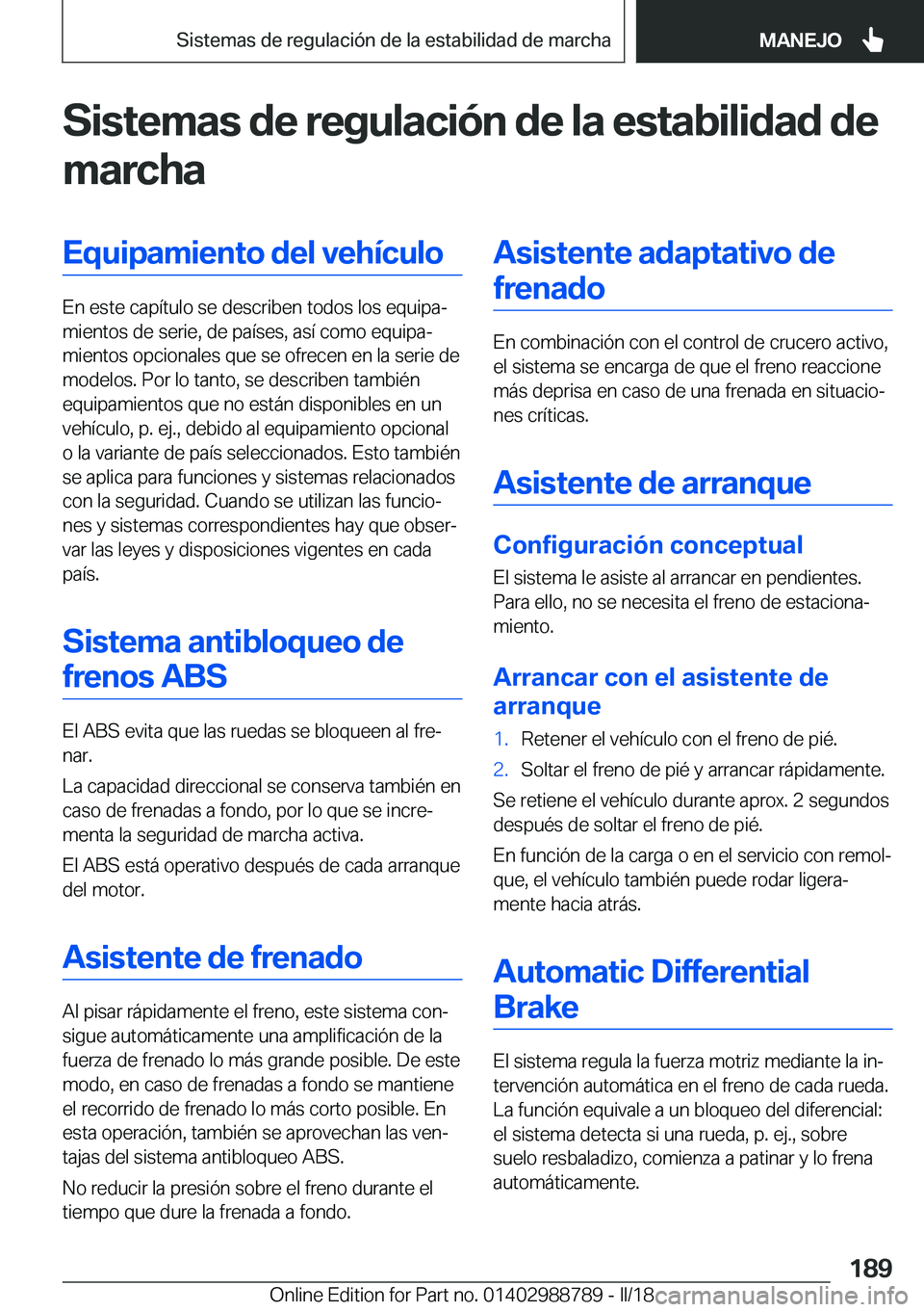 BMW X5 2018  Manuales de Empleo (in Spanish) �S�i�s�t�e�m�a�s��d�e��r�e�g�u�l�a�c�i�