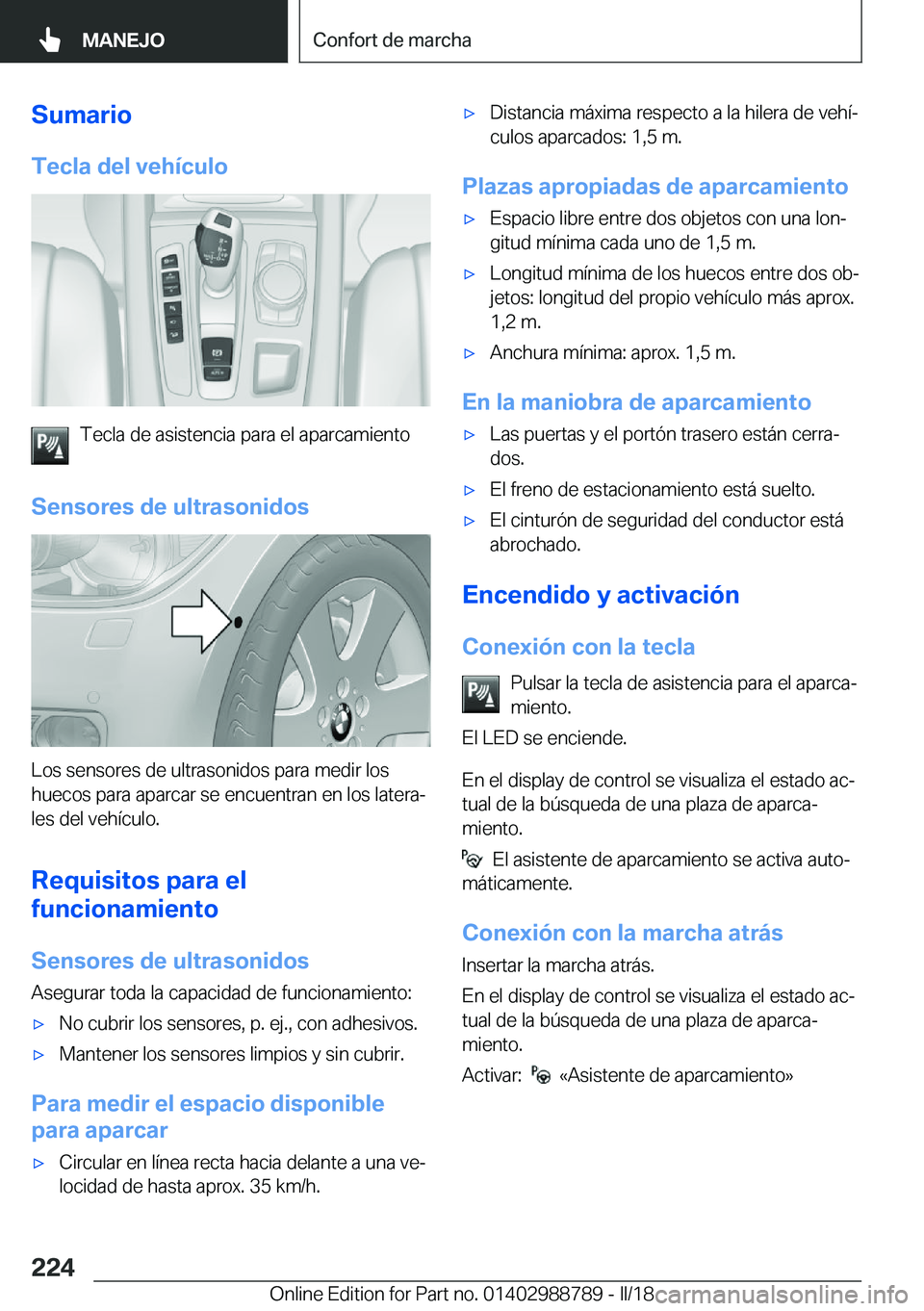 BMW X5 2018  Manuales de Empleo (in Spanish) �S�u�m�a�r�i�o�T�e�c�l�a��d�e�l��v�e�h�