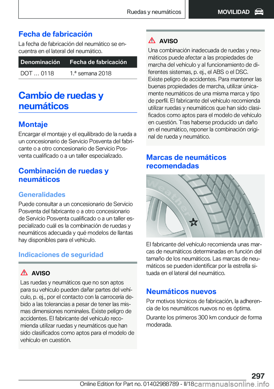 BMW X5 2018  Manuales de Empleo (in Spanish) �F�e�c�h�a��d�e��f�a�b�r�i�c�a�c�i�