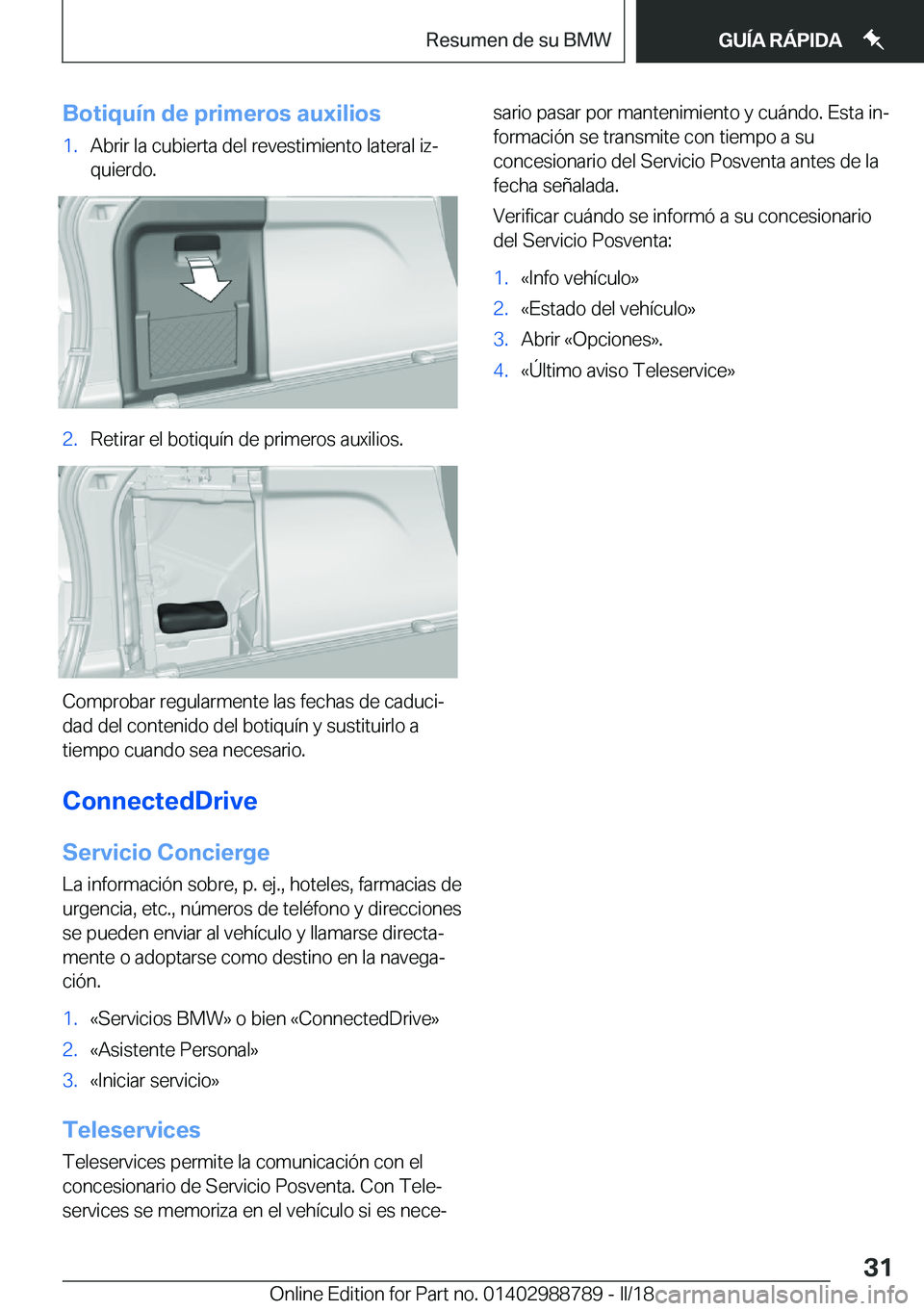 BMW X5 2018  Manuales de Empleo (in Spanish) �B�o�t�i�q�u�