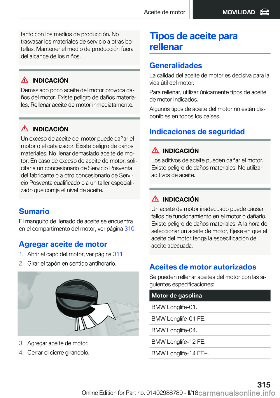 BMW X5 2018  Manuales de Empleo (in Spanish) �t�a�c�t�o� �c�o�n� �l�o�s� �m�e�d�i�o�s� �d�e� �p�r�o�d�u�c�c�i�