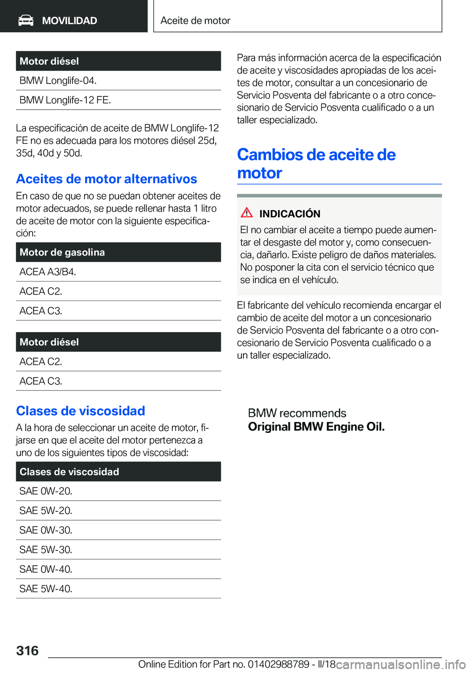 BMW X5 2018  Manuales de Empleo (in Spanish) �M�o�t�o�r��d�i�