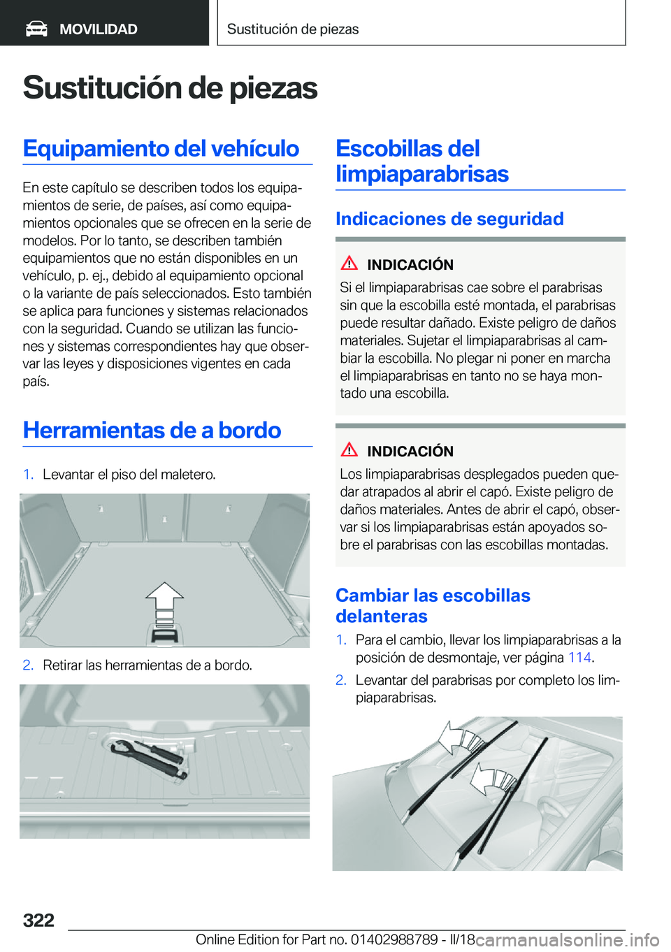 BMW X5 2018  Manuales de Empleo (in Spanish) �S�u�s�t�i�t�u�c�i�