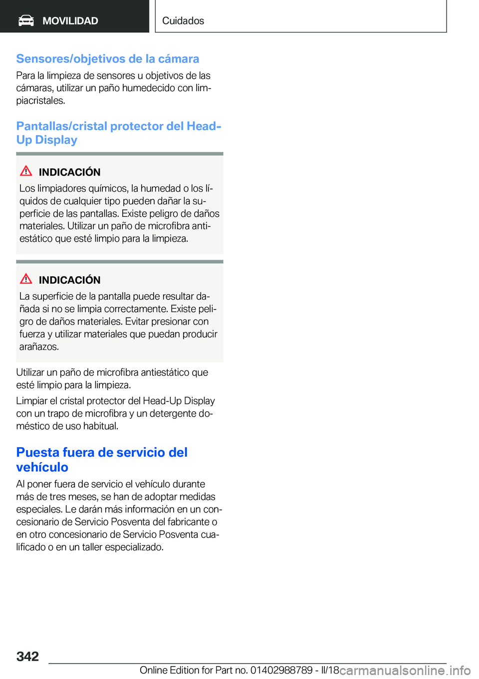 BMW X5 2018  Manuales de Empleo (in Spanish) �S�e�n�s�o�r�e�s�/�o�b�j�e�t�i�v�o�s��d�e��l�a��c�