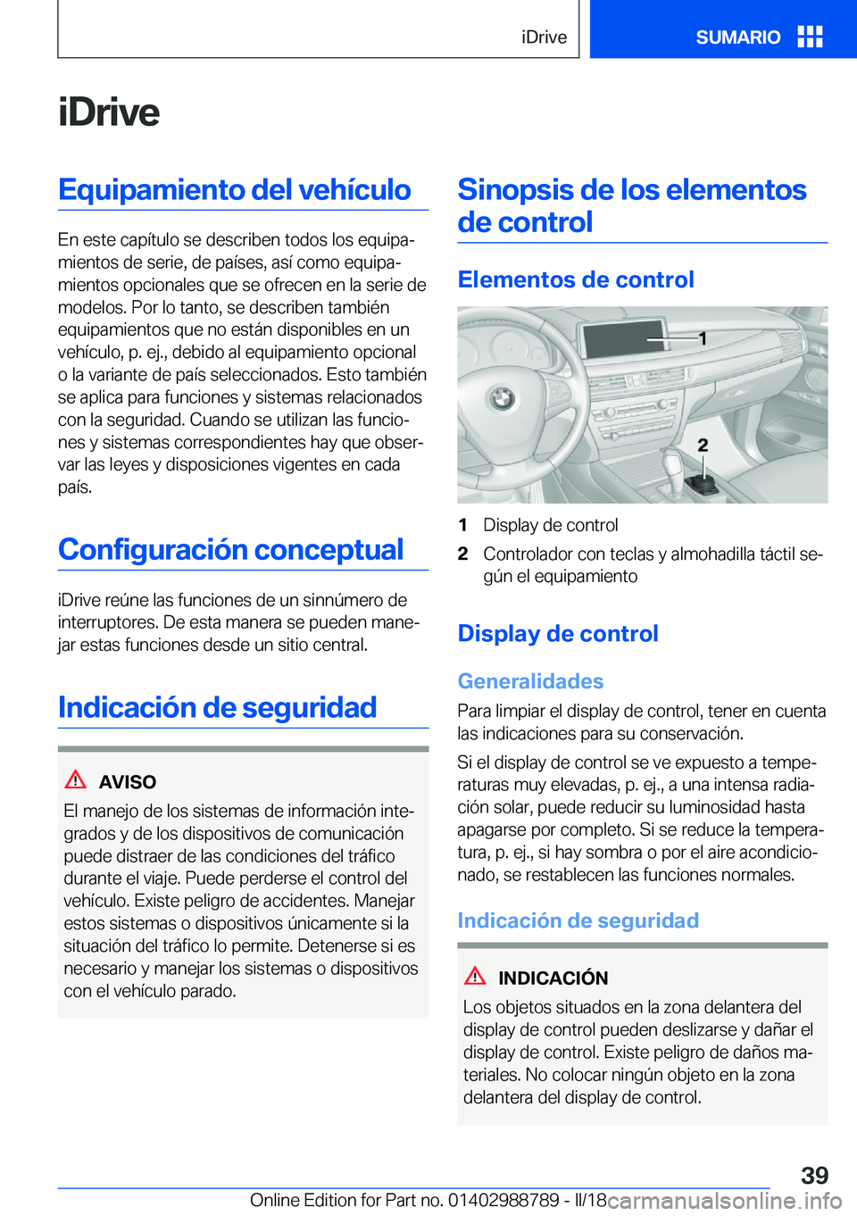 BMW X5 2018  Manuales de Empleo (in Spanish) �i�D�r�i�v�e�E�q�u�i�p�a�m�i�e�n�t�o��d�e�l��v�e�h�