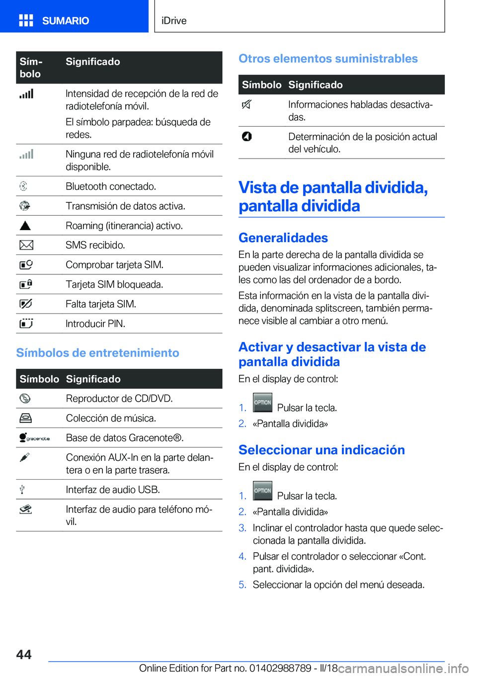 BMW X5 2018  Manuales de Empleo (in Spanish) �S�