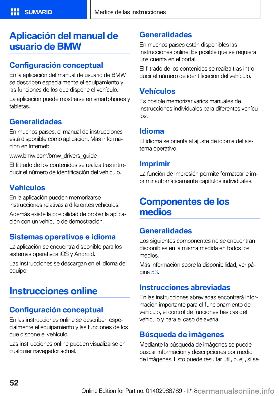 BMW X5 2018  Manuales de Empleo (in Spanish) �A�p�l�i�c�a�c�i�