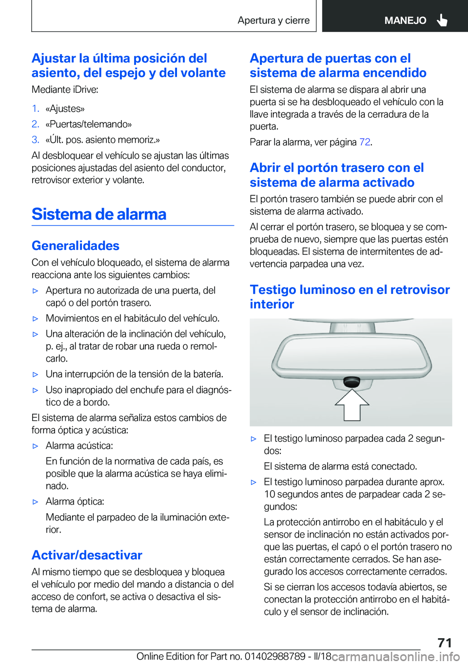 BMW X5 2018  Manuales de Empleo (in Spanish) �A�j�u�s�t�a�r��l�a��