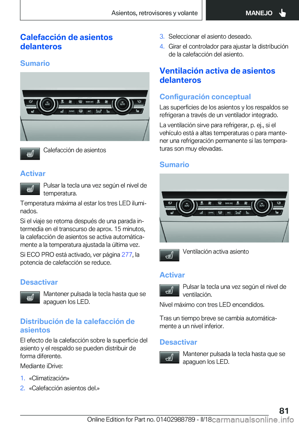 BMW X5 2018  Manuales de Empleo (in Spanish) �C�a�l�e�f�a�c�c�i�