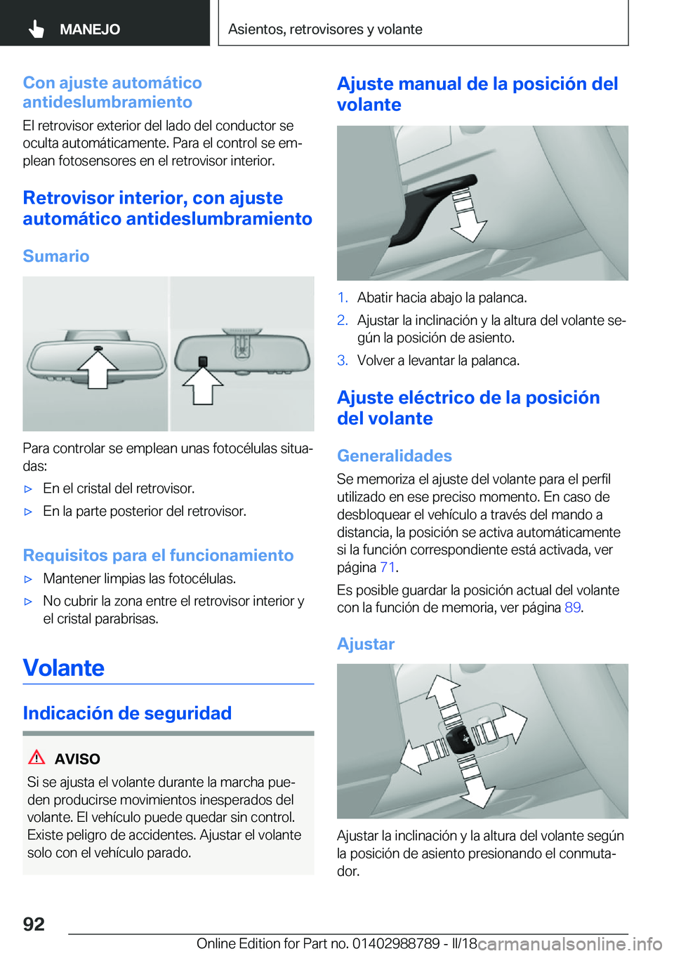 BMW X5 2018  Manuales de Empleo (in Spanish) �C�o�n��a�j�u�s�t�e��a�u�t�o�m�