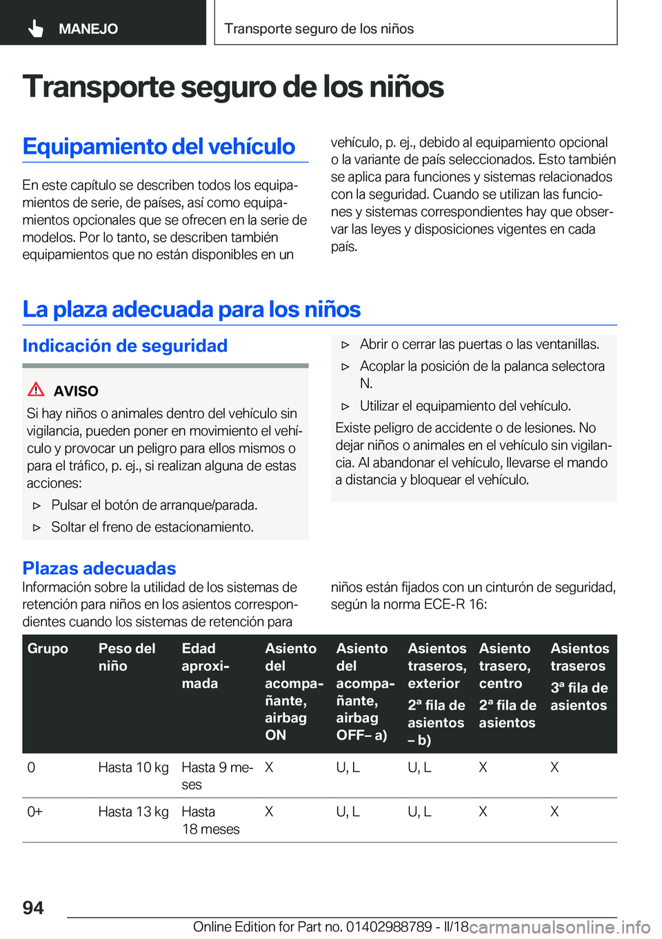 BMW X5 2018  Manuales de Empleo (in Spanish) �T�r�a�n�s�p�o�r�t�e��s�e�g�u�r�o��d�e��l�o�s��n�i�