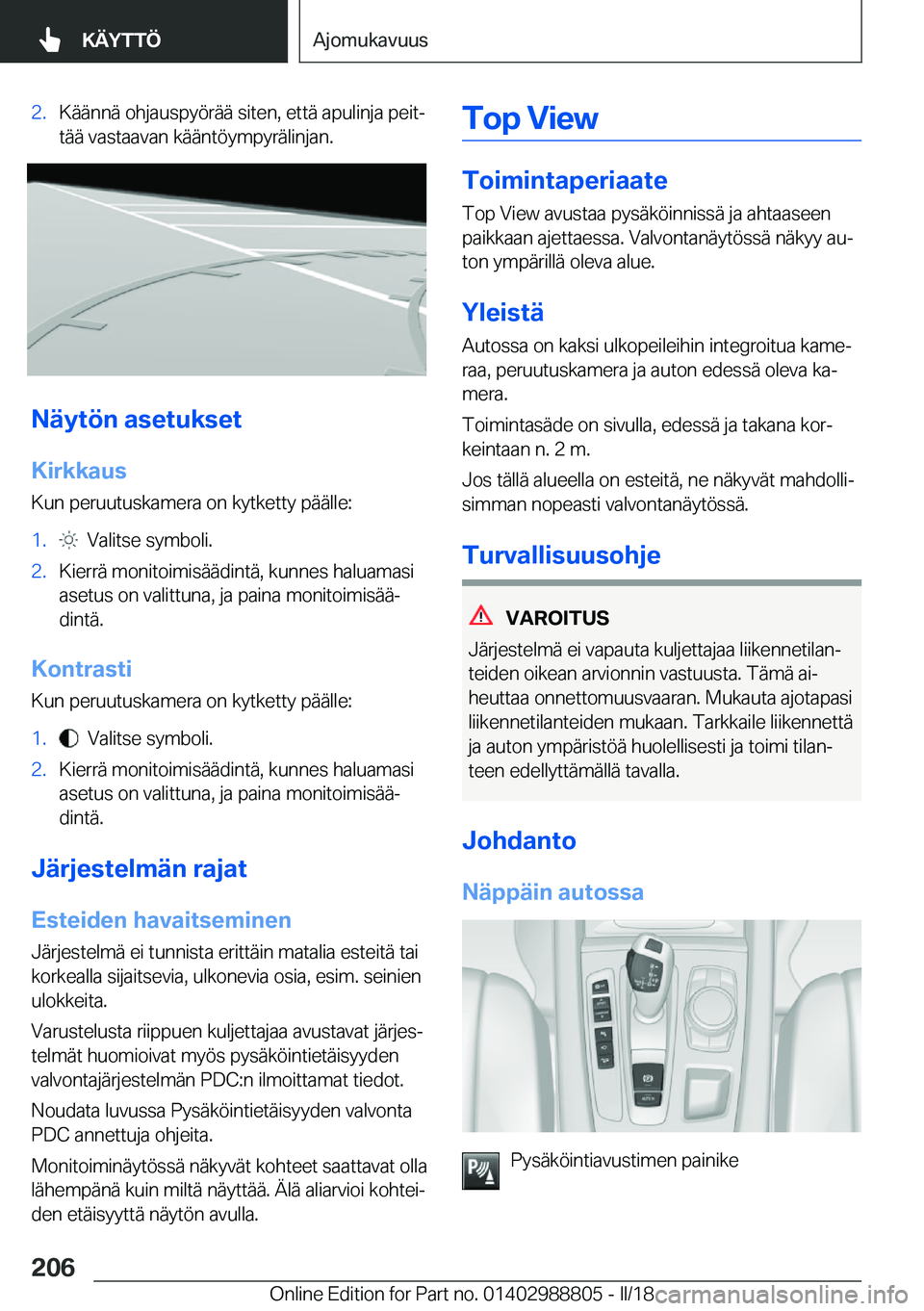 BMW X5 2018  Omistajan Käsikirja (in Finnish) �2�.�K�