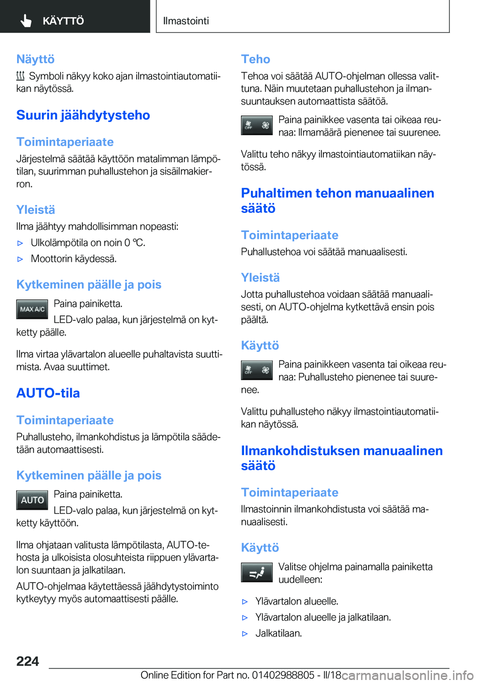 BMW X5 2018  Omistajan Käsikirja (in Finnish) �N�