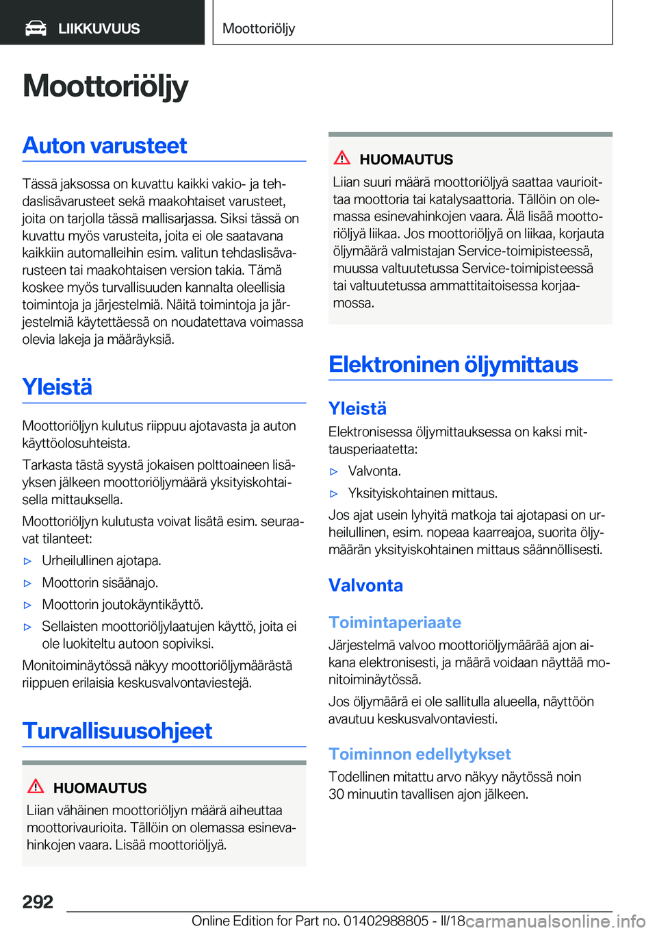 BMW X5 2018  Omistajan Käsikirja (in Finnish) �M�o�o�t�t�o�r�i�