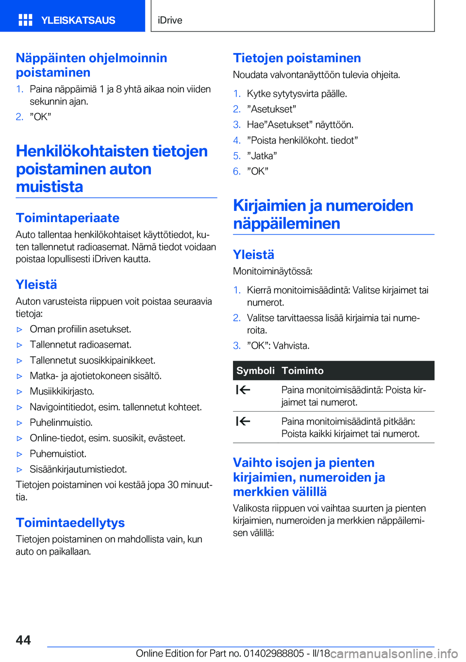 BMW X5 2018  Omistajan Käsikirja (in Finnish) �N�