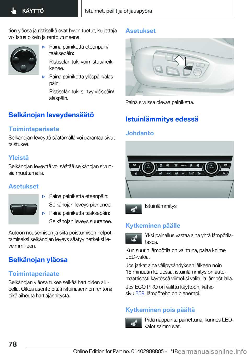 BMW X5 2018  Omistajan Käsikirja (in Finnish) �t�i�o�n� �y�l�
