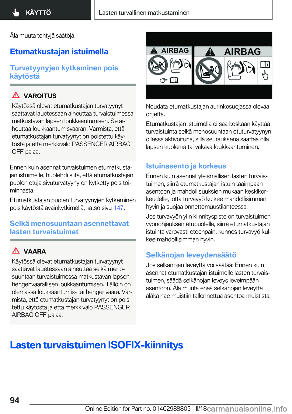 BMW X5 2018  Omistajan Käsikirja (in Finnish) �
