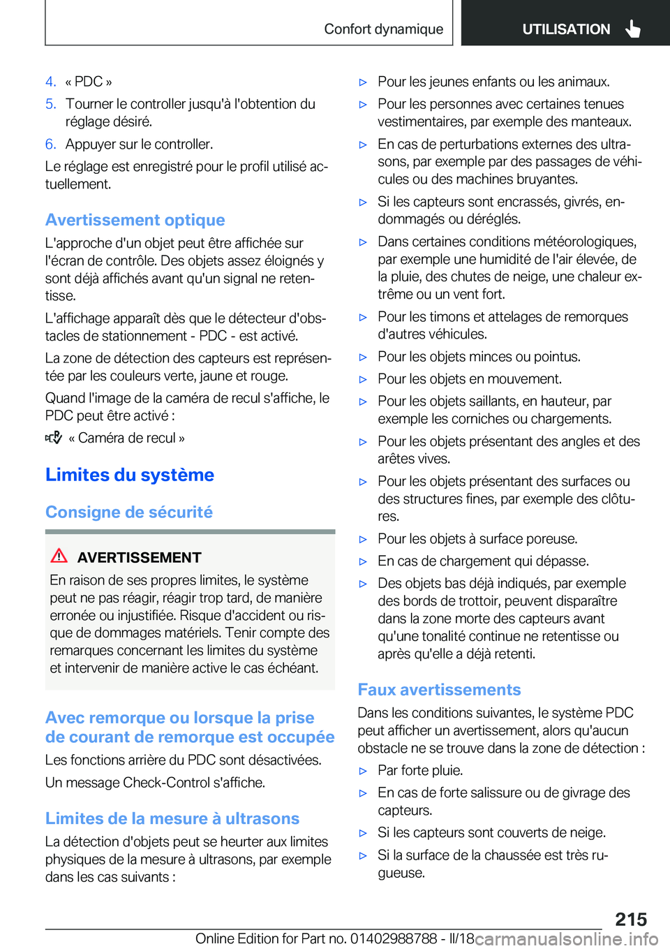 BMW X5 2018  Notices Demploi (in French) �4�.�k� �P�D�C� �{�5�.�T�o�u�r�n�e�r� �l�e� �c�o�n�t�r�o�l�l�e�r� �j�u�s�q�u�'�