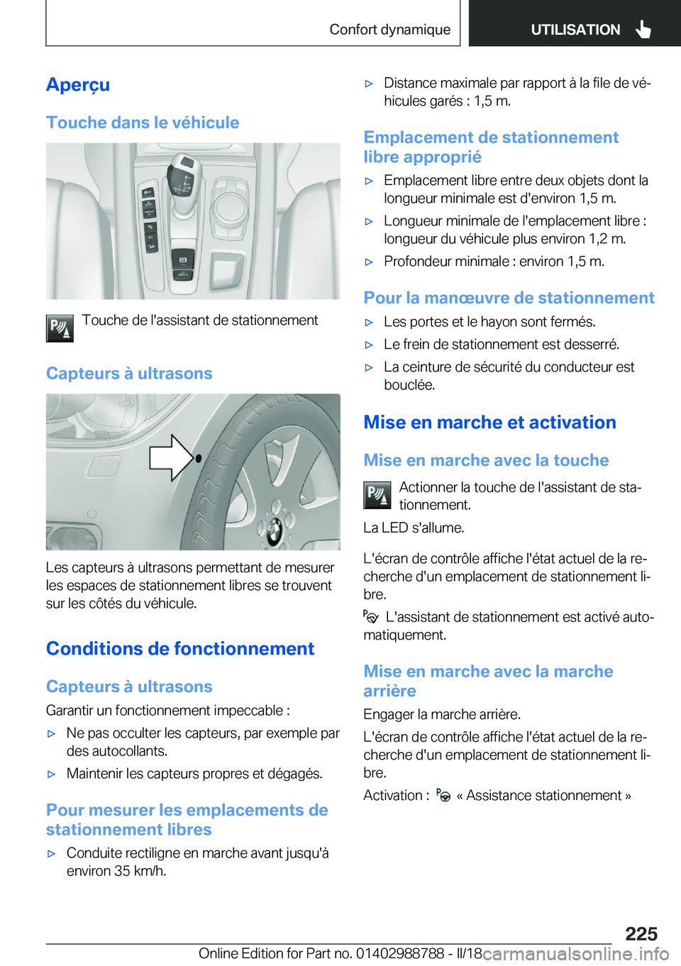 BMW X5 2018  Notices Demploi (in French) �A�p�e�r�ç�u
�T�o�u�c�h�e��d�a�n�s��l�e��v�é�h�i�c�u�l�e
�T�o�u�c�h�e� �d�e� �l�'�a�s�s�i�s�t�a�n�t� �d�e� �s�t�a�t�i�o�n�n�e�m�e�n�t
�C�a�p�t�e�u�r�s��