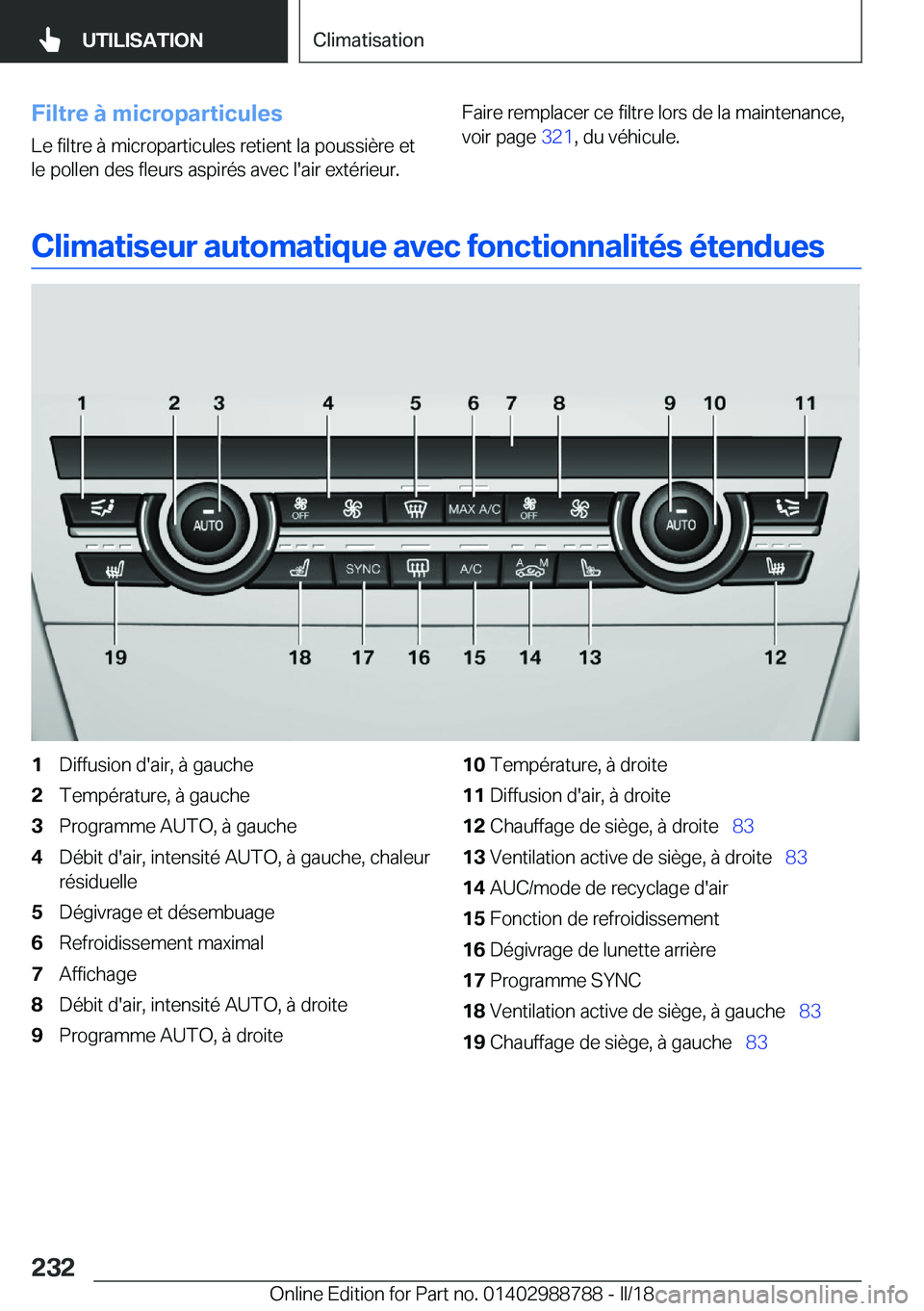BMW X5 2018  Notices Demploi (in French) �F�i�l�t�r�e��