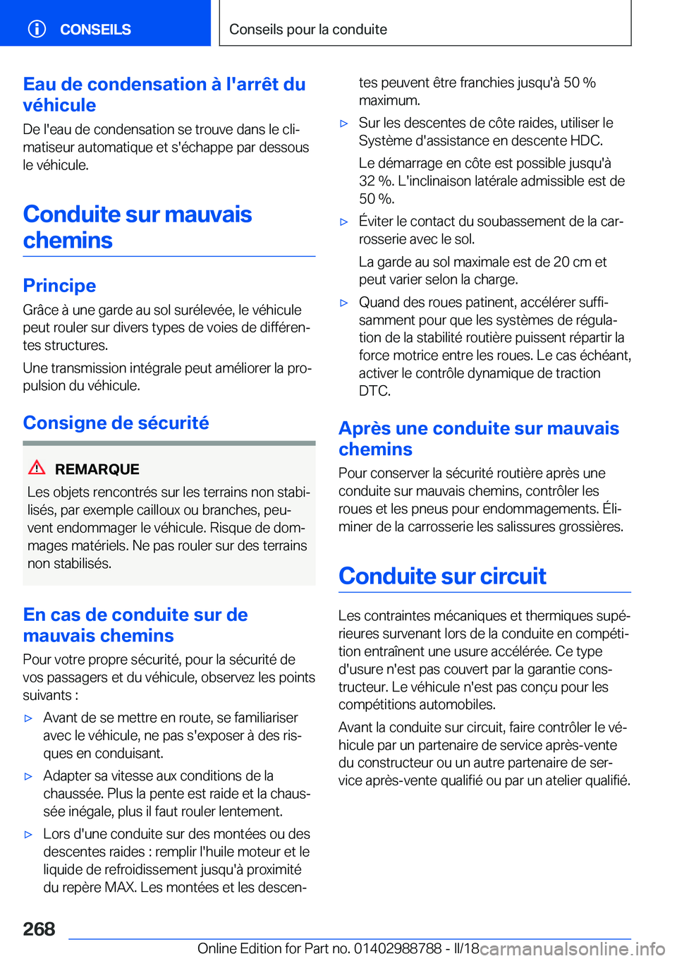 BMW X5 2018  Notices Demploi (in French) �E�a�u��d�e��c�o�n�d�e�n�s�a�t�i�o�n��