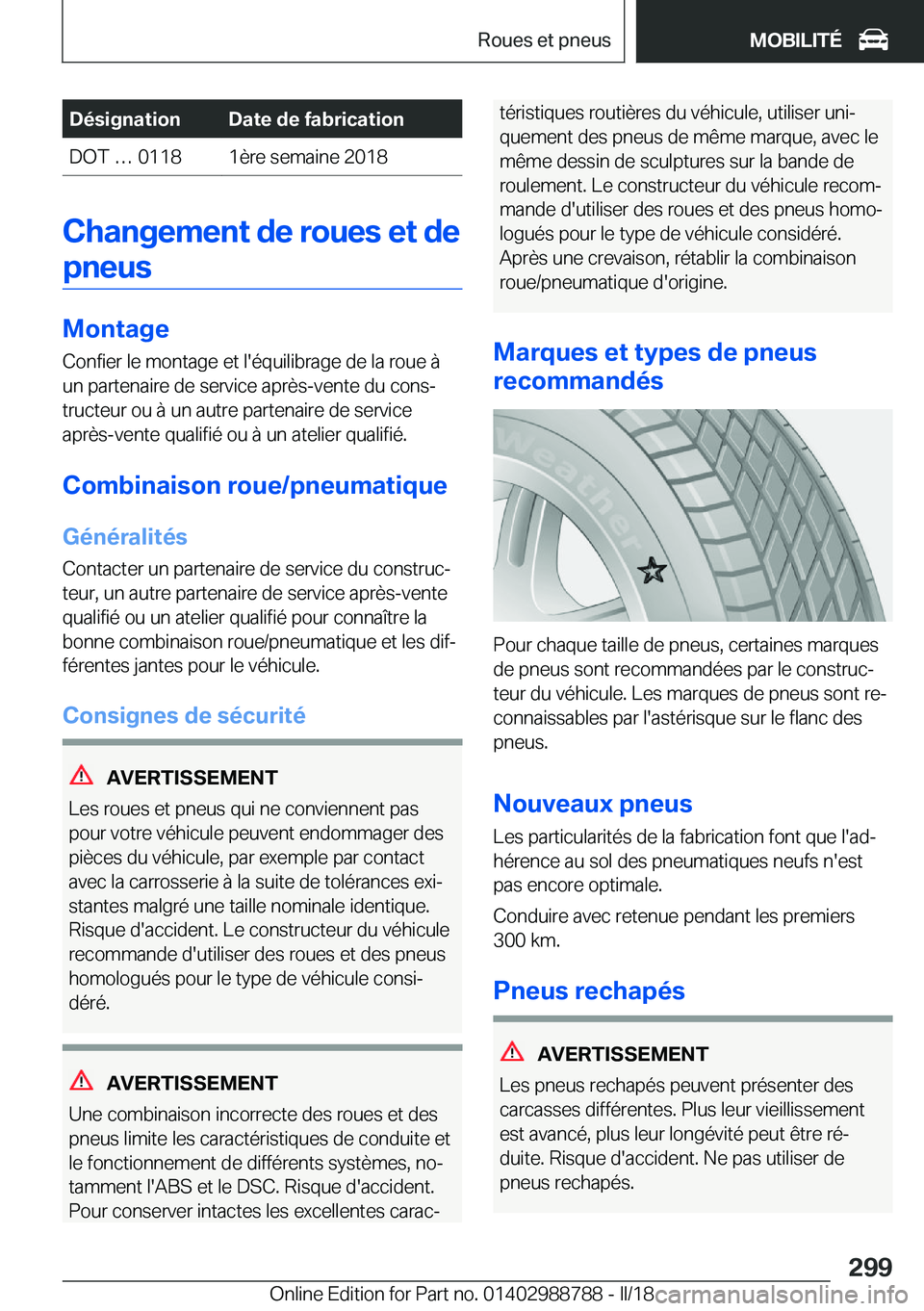 BMW X5 2018  Notices Demploi (in French) �D�é�s�i�g�n�a�t�i�o�n�D�a�t�e��d�e��f�a�b�r�i�c�a�t�i�o�n�D�O�T� 