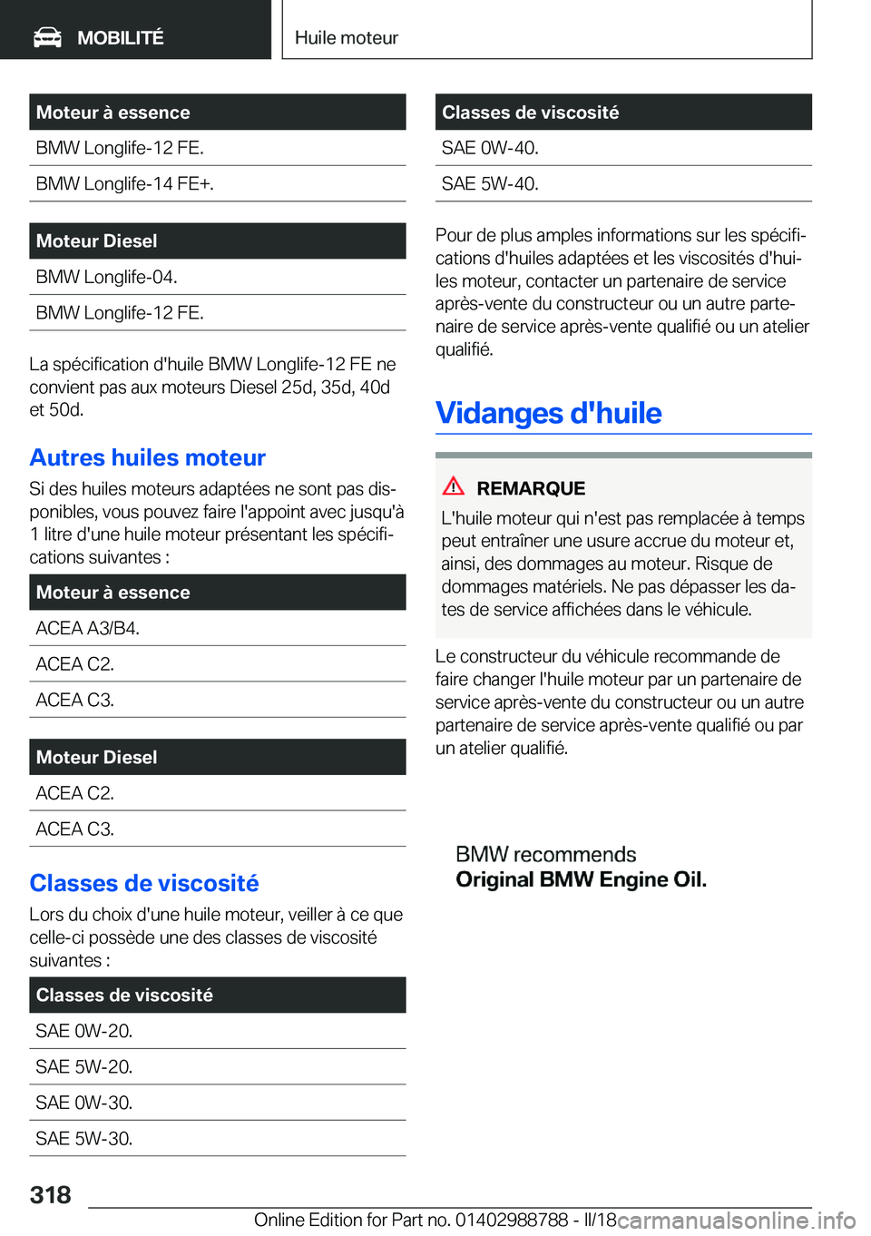 BMW X5 2018  Notices Demploi (in French) �M�o�t�e�u�r��