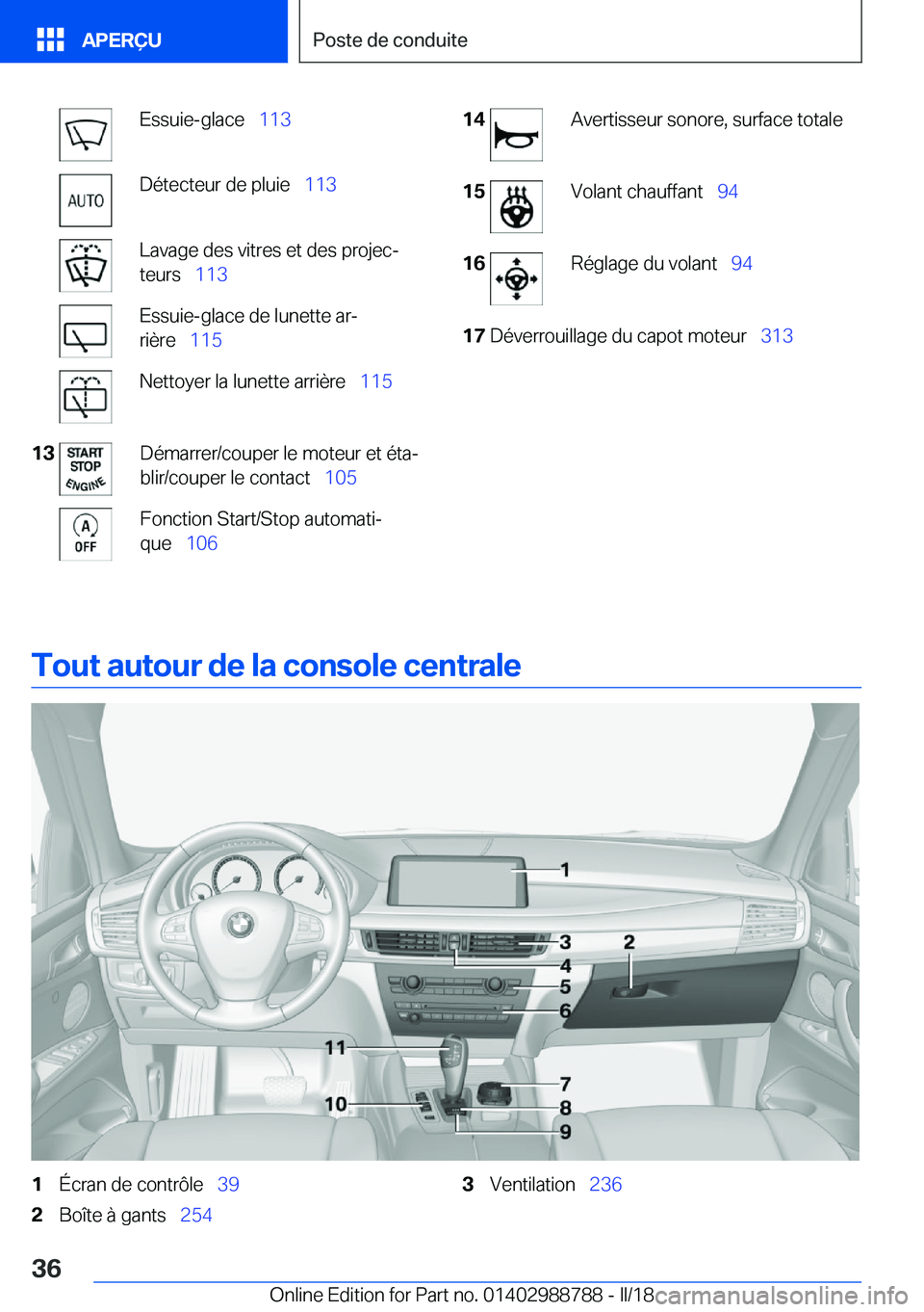 BMW X5 2018  Notices Demploi (in French) �E�s�s�u�i�e�-�g�l�a�c�e\_�1�1�3�D�é�t�e�c�t�e�u�r� �d�e� �p�l�u�i�e\_ �1�1�3�L�a�v�a�g�e� �d�e�s� �v�i�t�r�e�s� �e�t� �d�e�s� �p�r�o�j�e�cj
�t�e�u�r�s\_ �1�1�3�E�s�s�u�i�e�-�g�l�a�c�e� �d�e� 